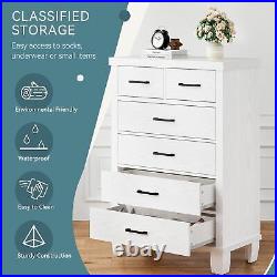 US 6 Drawer Chest Dresser Wood Clothes Storage Bedroom Furniture Cabinet White