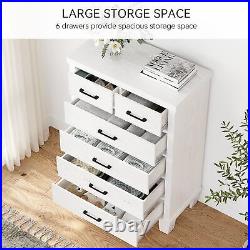 US 6 Drawer Chest Dresser Wood Clothes Storage Bedroom Furniture Cabinet White