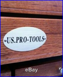 = US Pro Tools Wooden Carpenters Tool Box Tool Chest Wood Cabinet 4 drawer 7321