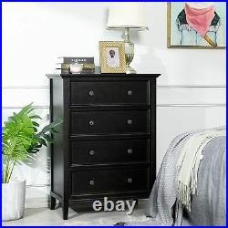 Used Chest of drawers 4 drawer dresser black wood Storage Cabinet Living Room