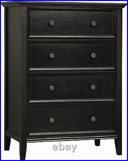 Used Chest of drawers 4 drawer dresser black wood Storage Cabinet Living Room