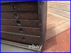 VINTAGE 1930-40's WOOD MACHINIST TOOL BOX CHEST 6 DRAWERS