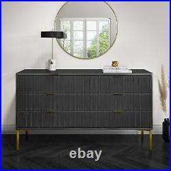 Valencia Dark Grey Gloss Wide 6 Drawer Chest of Drawers