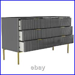 Valencia Dark Grey Gloss Wide 6 Drawer Chest of Drawers
