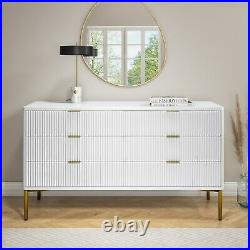 Valencia White Gloss Wide 6 Drawer Chest of Drawers