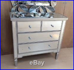 Valetta Large mirrored / wood chest of drawers multi 4 drawer bedroom furniture