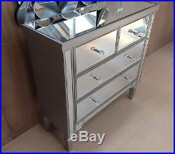 Valetta Large mirrored / wood chest of drawers multi 4 drawer bedroom furniture