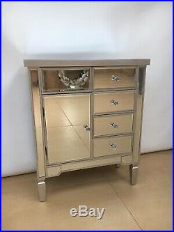 Valetta Large mirrored / wood chest of drawers multi 5 drawer bedroom furniture