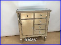 Valetta Large mirrored / wood chest of drawers multi 5 drawer bedroom furniture
