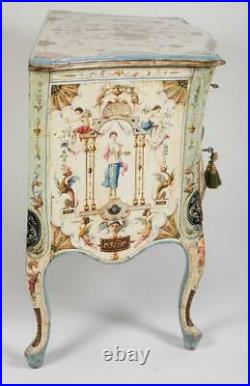 Venetian Rococo Style Painted Chest of Drawers, Gargoyles, Griffins, Cornucopia