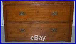 Very Large 136cm Tall Solid Panelled Teak Military Campaign Chest Of Drawers