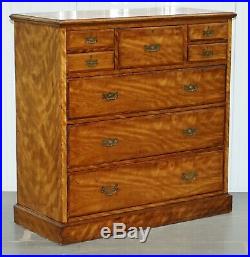 Very Large Maple & Co Solid Light Walnut Chest Of Drawers Vr Stamped Locks