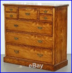 Very Large Maple & Co Solid Light Walnut Chest Of Drawers Vr Stamped Locks