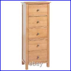 VidaXLWooden 5 Drawer Dresser Storage Cabinet for Makeup Tall Chest of Drawers