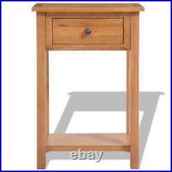 VidaXL Tall Bedside Side Console Table Nightstand Solid Oak Drawer Chest Shelf