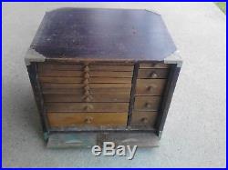 Vintage 14 Drawer Apothecary Chest Dental Cabinet Wooden Storage Box Jewelry Etc