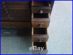 Vintage 14 Drawer Apothecary Chest Dental Cabinet Wooden Storage Box Jewelry Etc