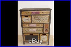 Vintage 8 Drawer Chest Rustic Filing Cabinet Storage Cupboard Colourful Unit New