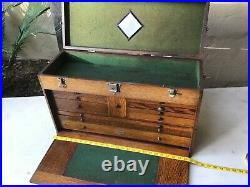 Vintage Antique Machinist WOOD BOX Tool CHEST CASE 11 Drawers GERSTNER & SONS us