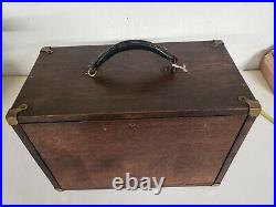 Vintage Antique Machinist WOOD BOX Tool CHEST CASE 7 Drawers With Key