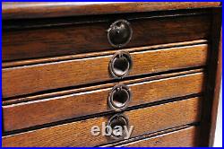 Vintage Antique Machinist WOOD BOX Tool CHEST CASE 8 Drawers
