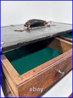 Vintage Antique Wood And Metal 6 Drawer Machinist Chest Clock Watch Repair