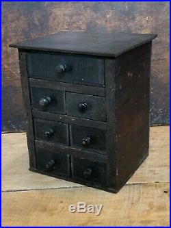 Vintage Apothecary Spice Cabinet Wood Chest Antique Box 7 Drawers