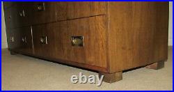 Vintage Baker Campaign Style Dresser, 7 Drawer Low Chest, Rare Model