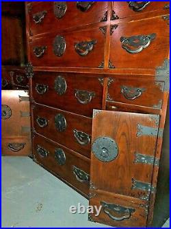 Vintage Baker Modern Asian Tansu Chest, Drawers Cabinets Stained Oak- 4 pieces