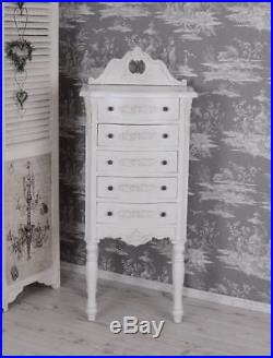 Vintage Chest Of Drawers Shabby Chic White Antique Style Bedside Table