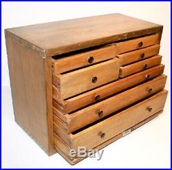 Vintage Engineer's Tool Chest / Collector's Cabinet 8 Drawers Clean 2 Keys