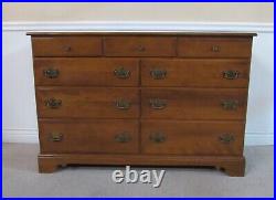 Vintage Ethan Allen Heirloom Nutmeg Maple Dresser, Nine Drawer Low Chest 10-5012