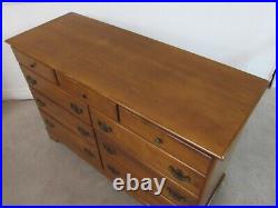 Vintage Ethan Allen Heirloom Nutmeg Maple Dresser, Nine Drawer Low Chest 10-5012