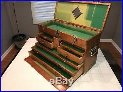 Vintage H Gerstner & Sons Model W52 Wood Machinist Tool Box / Chest / 10 Drawers