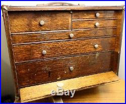 Vintage H. Gerstner & Sons Wood Machinist Tool Chest Box 6 Drawers
