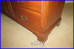 Vintage Henkel Harris Solid Cherry Dresser, 9 Drawer Low Chest, Cabinet Fin 24