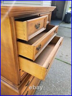 Vintage Highboy Dresser Chest Wood Cherokee Furniture 10 Drawers