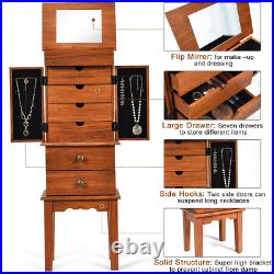 Vintage Jewelry Mirror Armoire Cabinet Chest Big Storage Box Organizer 7 Drawers