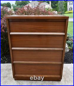 Vintage MCM Walnut Four Drawer Chest of Drawers