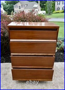 Vintage MCM Walnut Four Drawer Chest of Drawers