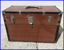 Vintage Machinist Tool Box Wood with Metal Clad 7 Drawers Tool Chest