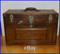 Vintage Machinist Wood Tool Chest Box Craftsman 7 Drawer Antique Hand Tools