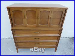 Vintage Mid Century Modern Dixie Tall Chest Of Drawers Highboy Arch Pattern MCM