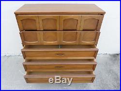 Vintage Mid Century Modern Dixie Tall Chest Of Drawers Highboy Arch Pattern MCM