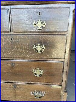 Vintage Oak 2 Over Tall Boy Dresser Chest of Drawers