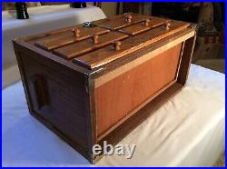 Vintage Oak Wood/Brass 5-Drawer Machinist Tool Cabinet Chest-Excellent Condition