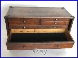 Vintage Oak Wood Machinist Pilliod Chest, Tool Box 6 Drawers Brass Trim & Nobs