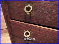 Vintage Old Antique 9 drawer Oak Wood-Brass Machinist Tool Box Chest