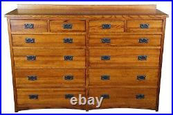 Vintage Quartersawn Oak Mission Cedar Lined 12 Drawer Dresser Mule Chest 66