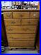 Vintage Rustic Chippendale Colonial Maple Wood 5-Drawer Chest Of Drawers Dresser